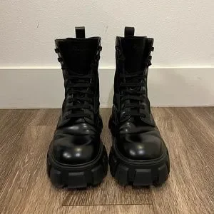 Prada | Shoes | Prada Monolith Leather And Renylon Boots  display picture 1